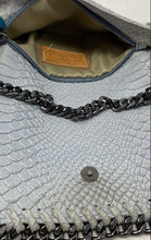 Load image into Gallery viewer, Unbranded Womens Sky Blue Snakeskin Embossed Leather Chain Strap Crossbody Bag
