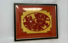 Load image into Gallery viewer, Red Yellow Floral Design Framed Home Decorative Chinese Cut Paper Art Print
