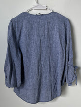 Load image into Gallery viewer, Zara Womens Blue Tie Sleeve V-Neck Button Front Casual Blouse Top Size Small
