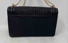 Load image into Gallery viewer, Madison West Womens Black Gold Faux Leather Chain Strap Braided Crossbody Purse
