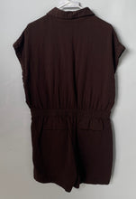 Load image into Gallery viewer, Banana Republic Womens Brown Pockets Collared One-Piece Romper Size L
