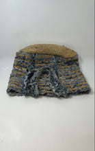Load image into Gallery viewer, Olivia Miller Womens Ally Blue Beige Woven Denim Straw Double Handle Tote Bag
