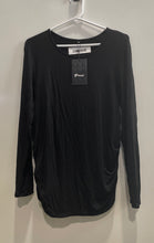 Load image into Gallery viewer, Ficerd Womens Black Long Sleeve Crew Neck Ruched Side Blouse Top Size M With Tag
