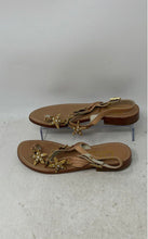 Load image into Gallery viewer, Taj By Sabrina Grippi Womens Brown Star Embossed Open Toe Thong Sandals Size 36
