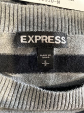 Load image into Gallery viewer, Express Womens Gray Black Striped Print Long Sleeve Pullover Sweater Size S
