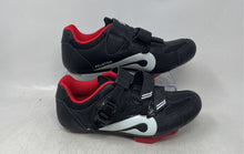 Load image into Gallery viewer, Peloton Mens Black Red 3 Bolt Adjustable Hook And Loop Cycling Shoes Size EUR 37
