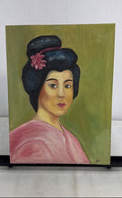 Load image into Gallery viewer, Japanese Geisha Woman Portrait Decorative Oil Painting Signed By Sonia

