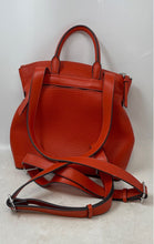 Load image into Gallery viewer, Calvin Klein Womens Orange Pebbled Leather Adjustable Strap Zip Top Backpack
