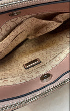 Load image into Gallery viewer, Guess Womens Pink Monogram Print Zipper Inner Divider Shoulder Handbag
