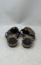 Load image into Gallery viewer, Coach Womens Suki A8382 Black Brown Fringe Flower Flip Flop Sandals Size 10 B
