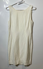 Load image into Gallery viewer, Ann Taylor Womens White Sleeveless Round Neck Back Zip Sheath Dress Size 4
