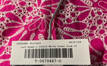 Load image into Gallery viewer, Loft Womens Fuchsia White Floral Embroidered Tie Waist A-Line Dress Size 12
