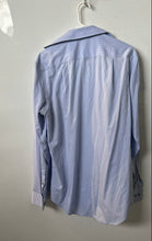 Load image into Gallery viewer, Calvin Klein Mens Blue Striped Long Sleeve Collared Slim-Fit Dress Shirt Size 16
