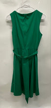Load image into Gallery viewer, Calvin Klein Womens Green V-Neck Sleeveless Tie Waist Fit &amp; Flare Dress Size 6
