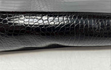 Load image into Gallery viewer, Aldo Womens Black Croc Embossed Faux Leather Scarf Top Handle Satchel Handbag
