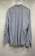 Load image into Gallery viewer, Calvin Klein Mens Blue White Striped Print Slim Fit Button-Up Shirt Size L/G
