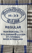 Load image into Gallery viewer, Brooks Brothers Mens Brown Plaid Print Non-Iron Stretch Dress Shirt Size 16-33
