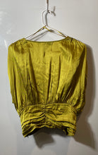 Load image into Gallery viewer, Zara Womens Green Short Sleeve V-Neck Zipper Cropped Blouse Top Size Medium
