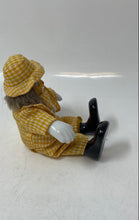 Load image into Gallery viewer, Small Decor Collectible Porcelain Clown Doll In Yellow Gingham Plaid Suit &amp; Hat
