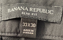 Load image into Gallery viewer, Banana Republic Mens Black Flat Front Slash Pocket Slim Fit Ankle Pants Sz 33x30
