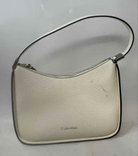 Load image into Gallery viewer, Calvin Klein Womens White Pebbled Faux Leather Inner Pocket Zip Top Shoulder Bag
