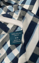 Load image into Gallery viewer, Perry Ellis Portfolio Mens Blue White Check Long Sleeve Button-Up Shirt Size L
