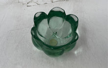 Load image into Gallery viewer, Original Recycled Glass Green Collectible Flower Petal Design Candle Holder
