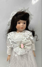 Load image into Gallery viewer, White Dress Black Hair Limited Edition Porcelain Collectible Doll
