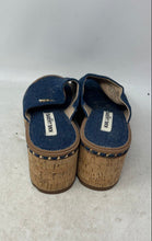 Load image into Gallery viewer, Karl Lagerfeld Womens Clarina Blue Slip-On Denim Block Platform Heels Size 8M
