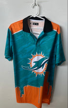 Load image into Gallery viewer, NFL Mens Blue Printed Miami Dolphins Short Sleeve Football Polo Shirt Size M
