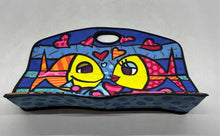 Load image into Gallery viewer, Romero Britto Womens Blue Multicolor Deeply In Love Graphic Print Tote Handbag

