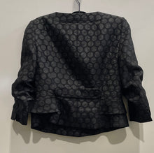 Load image into Gallery viewer, Kasper Womens Black Polka Dot Long Sleeve Collarless Button Front Jacket Size 8P
