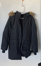 Load image into Gallery viewer, Fahrenheit Womens Black Long Sleeve Hooded Full-Zip Parka Jacket Size Small
