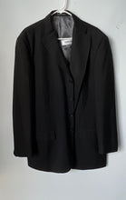 Load image into Gallery viewer, Tessori Mens Black Long Sleeve Notch Collar Four-Button Blazer Size 44L
