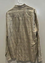 Load image into Gallery viewer, Perry Ellis Mens Beige Plaid Long Sleeve Spread Collar Button-Up Shirt Size S
