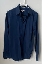 Load image into Gallery viewer, Express Mens Blue Fitted Stretch Long Sleeve Collared Dress Shirt Size S 14-14.5
