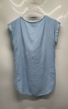 Load image into Gallery viewer, Express Womens Light Blue Short Sleeve V-Neck Front Zip Blouse Top Size XS
