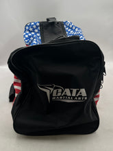 Load image into Gallery viewer, Unisex Multicolor CATA Martial Arts Travel Duffel Bag Zipper Detail
