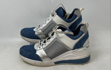 Load image into Gallery viewer, Michael Kors Womens Georgie Silver Blue Denim Leather Sneakers Shoes Size 7M
