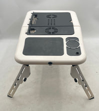 Load image into Gallery viewer, Black White Dual Cooling Fans Built-In Cup Holder Foldable Portable Laptop Desk

