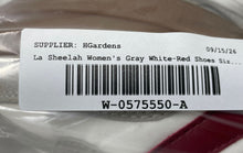 Load image into Gallery viewer, La Sheelah Womens Gray White Red Suede Lace-Up Platform Sneaker Shoes Size 7.5
