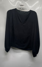 Load image into Gallery viewer, New York &amp; Company Womens Black Long Sleeve Pullover Blouse Top Size S
