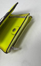 Load image into Gallery viewer, Authentic Henri Bendel Womens Green Black Leather Bifold Wallet Worn Stained
