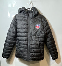 Load image into Gallery viewer, NFL Mens Black Official Shield Gear Hooded Zipper Pockets Puffer Jacket Size S
