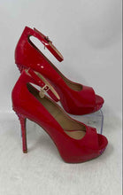 Load image into Gallery viewer, Thalia Sodi Womens Libbie Red Peep Toe Ankle Strap Platform Heels Size 8M
