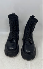 Load image into Gallery viewer, Marc Pliner Womens Happier Black Faux Leather Lace-Up Combat Boots Size 7M

