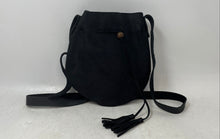Load image into Gallery viewer, Womens Black Leather Adjustable Strap Tassel Drawstring Crossbody Bag
