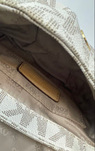 Load image into Gallery viewer, Michael Kors Womens Beige Brown Signature Print Leather Flap Over Crossbody Bag
