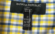 Load image into Gallery viewer, Banana Republic Mens Multicolor Plaid Slim Fit Dress Shirt Size S 14-14.5 32/33
