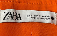Load image into Gallery viewer, Zara Womens Orange Flat Front Side Zipper Short A-Line Skirt Size Small
